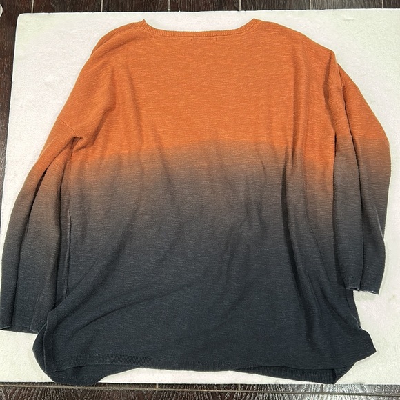 Pure Jill by J. Jill Organic Cotton Ombré Orange & Black Fall Sweater size Large - Picture 3 of 5